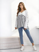 Sweter oversize w paski Biało-Czarny REVERIE