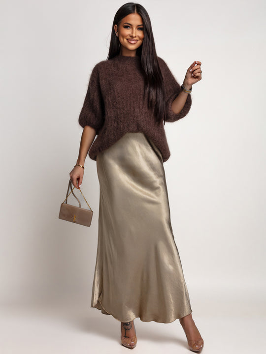 Satin Skirt 100% Viscose Gold-Beige AUREL