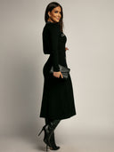 Sukienka Midi Czarna CLAIRE ELEGANCE
