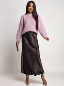 Satin Skirt 100% Viscose Chocolate AUREL