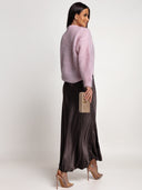 Satin Skirt 100% Viscose Chocolate AUREL