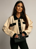 Beige Viscose Cardigan with Buttons DIANA