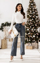 Bawełniany dopasowany golf Biały ADORE