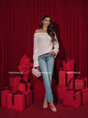 Bawełniany Sweter z ozdobnym splotem Jasnobeżowy COZY LADIES