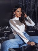 Body z siateczką zdobioną cyrkoniami Białe AIDENS 