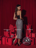 Cekinowa Spódnica midi Srebrna GLITZ & GLAM 