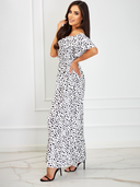 Długi kombinezon Hiszpanka w groszki Biały RAISA