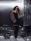 Futro o krótkim fasonie z kapturem Taupe EVERMORE 