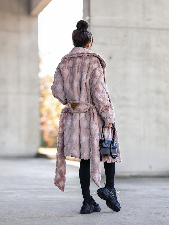 Beige ROBBI Faux Fur Coat