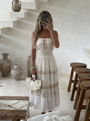 Sukienka Maxi z Wiskozy Ecru SUN MUSE