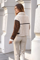 Chocolate Beige KAYLA Suede Sheepskin Jacket