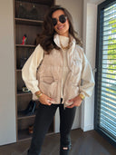 Kamizelka Puchowa z Naturalnym Wypełnieniem Beżowa SIMONA