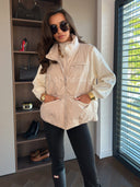 Kamizelka Puchowa z Naturalnym Wypełnieniem Beżowa SIMONA