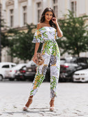 Kombinezon Hiszpanka w liście Biały TROPICAL 