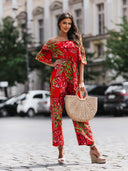 Kombinezon Hiszpanka w liście Czerwony TROPICAL 