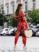Kombinezon Hiszpanka w liście Czerwony TROPICAL 