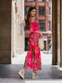 Kombinezon Hiszpanka w liście Fuksja TROPICAL