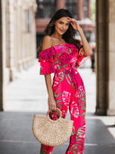 Kombinezon Hiszpanka w liście Fuksja TROPICAL