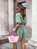 Kombinezon muślinowy Khaki SUMMER CHIC 