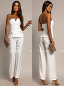 Komplet Gorset i Spodnie Biały LEONTINE