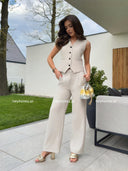 Komplet Kamizelka i Spodnie Beżowy BRONTE 