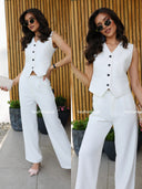 Komplet Kamizelka i Spodnie Biały BRONTE  