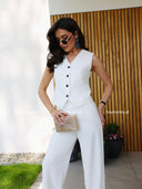 Komplet Kamizelka i Spodnie Biały BRONTE  