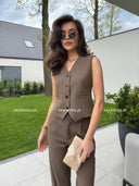 Komplet Kamizelka i Spodnie Czekoladowy BRONTE