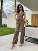 Komplet Kamizelka i Spodnie Czekoladowy BRONTE