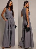 Komplet Kamizelka i Spodnie Szary MILADY - PRZEDSPRZEDAŻ