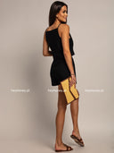 Komplet z Bawełny i Lnu Top i Spodenki Czarny ADEL 