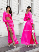 Komplet z Wiskozy Hiszpanka i Spódnica Maxi Fuksja KENNEDY