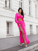 Komplet z Wiskozy Hiszpanka i Spódnica Maxi Fuksja KENNEDY