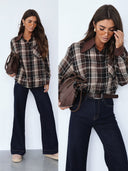 Koszula Bawełniana w Kratę Brązowa KLARA