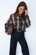 Koszula Bawełniana w Kratę Brązowa KLARA