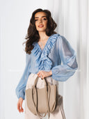 Koszula z Tencelem Błękitna MARCELLE 