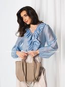 Koszula z Tencelem Błękitna MARCELLE 