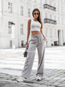 Krótki prążkowany top Biały DAISY 