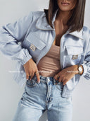 Kurtka Bomberka Satynowa Błękitna MILEY