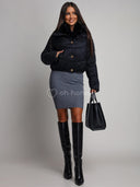 Kurtka Krótka z Futerkiem Czarna ISABELLE