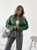 Kurtka Ramoneska oversize z paskiem Zieleń HARLEY TWO