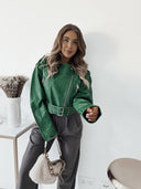 Kurtka Ramoneska oversize z paskiem Zieleń HARLEY TWO