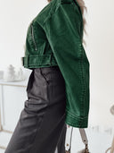 Kurtka Ramoneska oversize z paskiem Zieleń HARLEY TWO