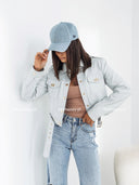 Kurtka Ramoneska z Eko Skóry Błękitna LEXI 