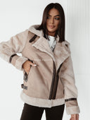 Kurtka zamszowa z futerkiem Beżowa JOSEE 