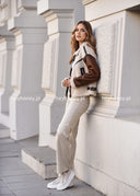 Kurtka zamszowa z kożuszkiem Czekoladowo-Beżowa KAYLA