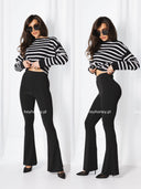 Legginsy Dzwony z Wiskozą Czarne NOIR