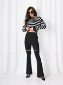 Legginsy Dzwony z Wiskozą Czarne NOIR