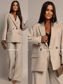 Marynarka Elegancka Dwurzędowa Beżowa ASTORIA