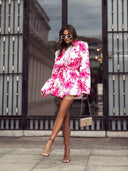 Marynarka oversize z paskiem Biało-Różowa LADIES 